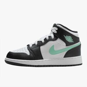 Air Jordan 1 Mid Sneakers in Black & ‘Green Glow'